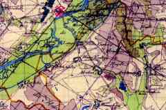 Fragment mapy Nowej Marchii z 1770 r. (Odra przed uregulowaniem – właściwe koryto zlokalizowane w bezpośrednim sąsiedztwie miasta Schwedt, a w miejscu dzisiejszej rzeki płynęła wschodnia odnoga Odry, Mogilica) z zaznaczonymi wioskami – Zatoń Dolna (Niedersaathen), Krajnik Górny (Hohen-kränig) i Krajnik Dolny (Niederkränig)