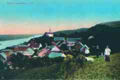 Panorama wsi z widokiem na kościół od strony południowej (fotografia z początku XX w.)